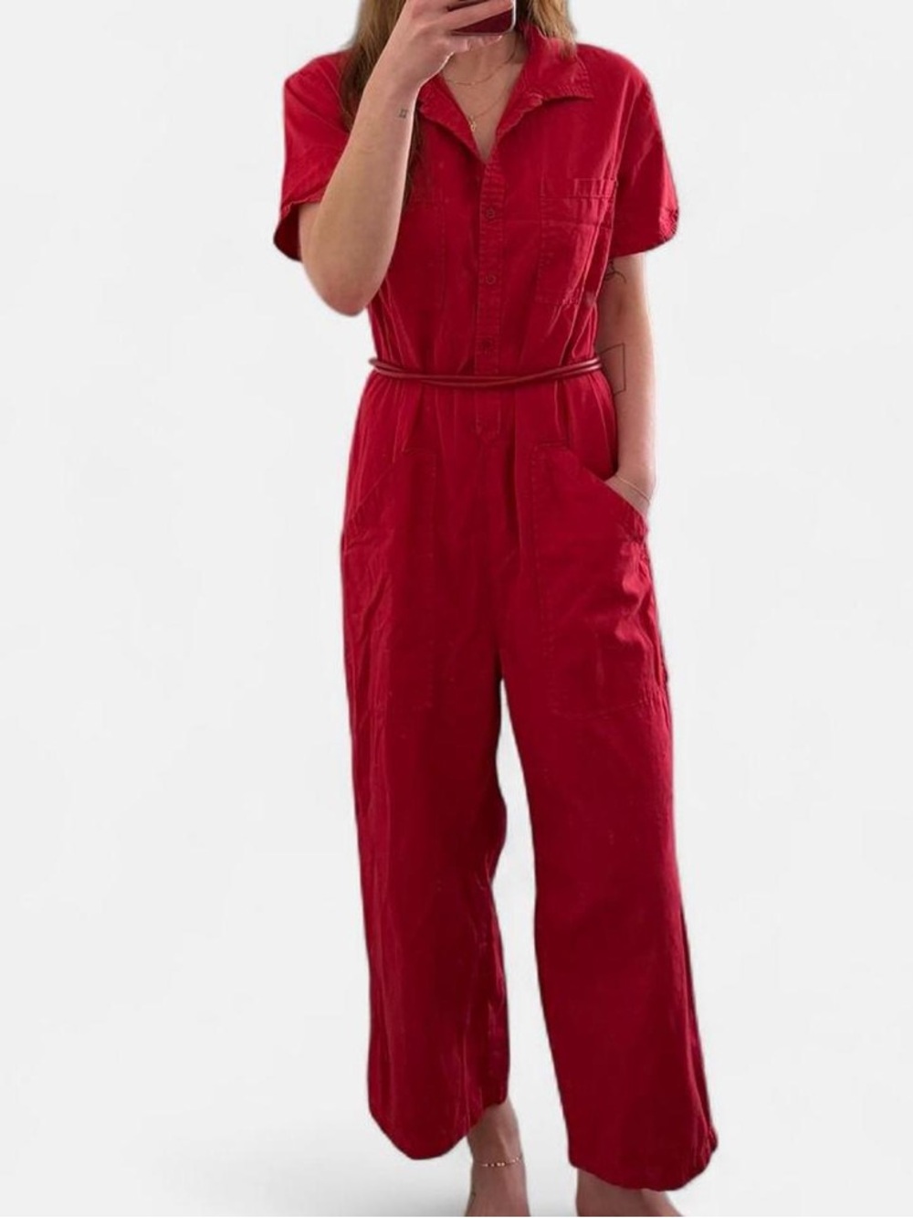 LACAUSA Red Lucky Short-Sleeve Jumpsuit - Picture 3 of 8